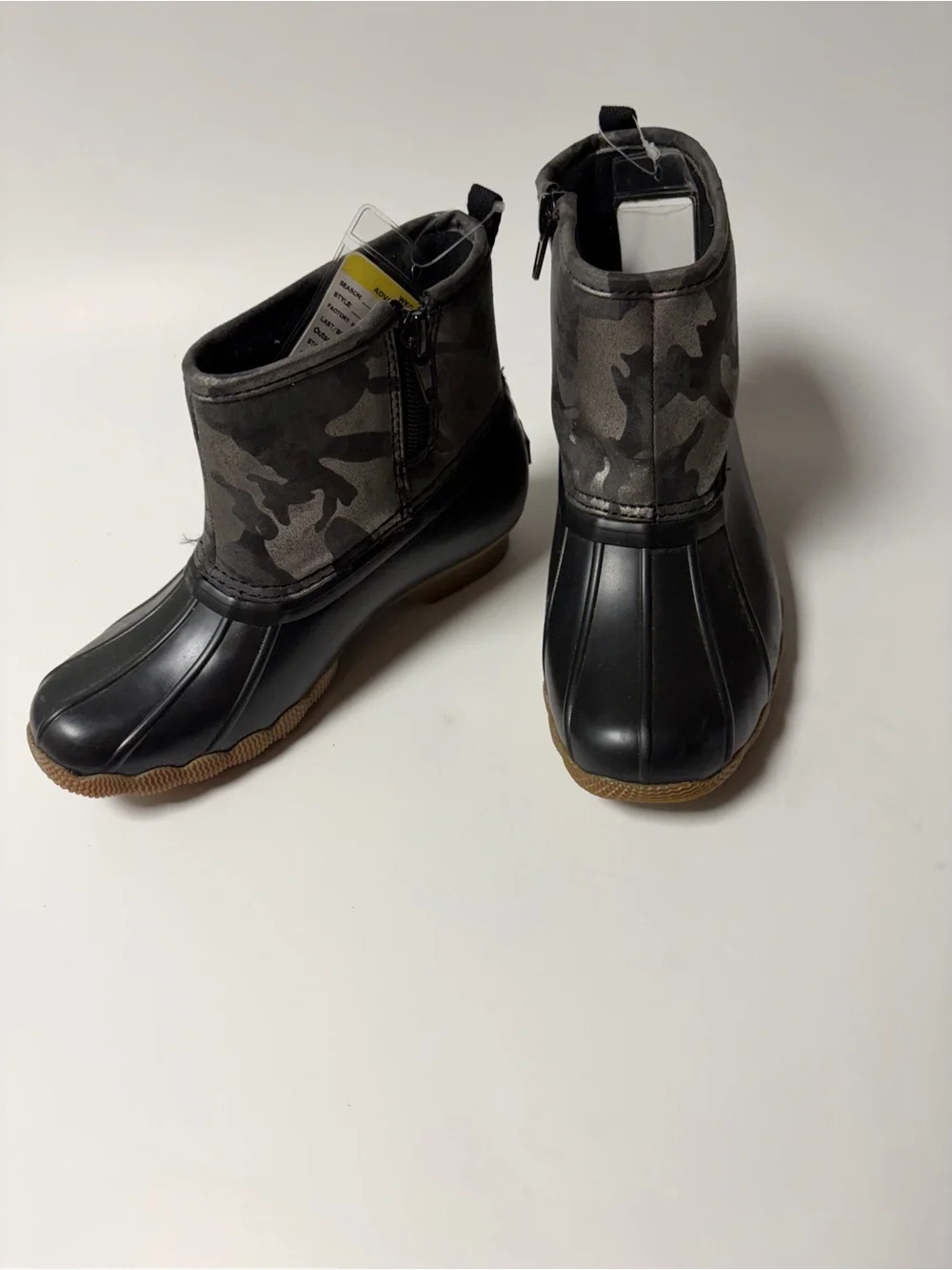 Sperry Children’s Waterproof Ankle Boots in Black Metallic Camouflage Detail